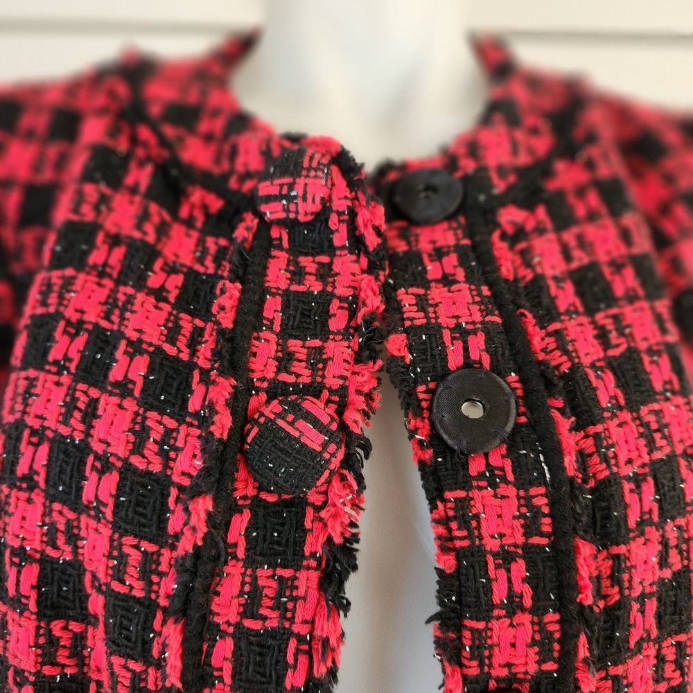 Express Tweed Houndstooth Snap Front Jacket - image 6